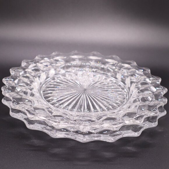 Fostoria American Pattern Clear Dessert Salad Plates Set of Four 8.5" 2 pc. vtg - Picture 4 of 8